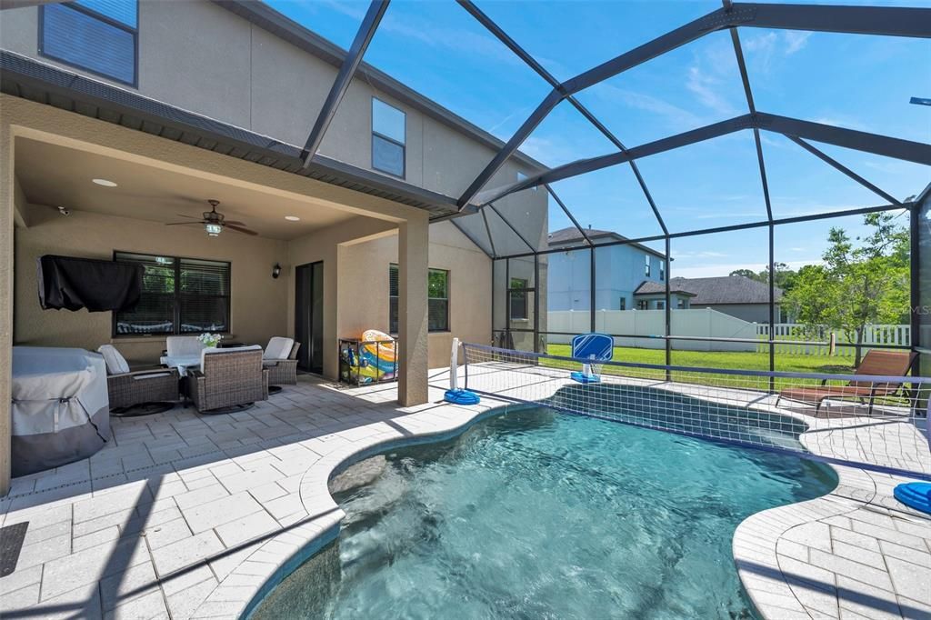 Salt Water Pool with covered entertainment area