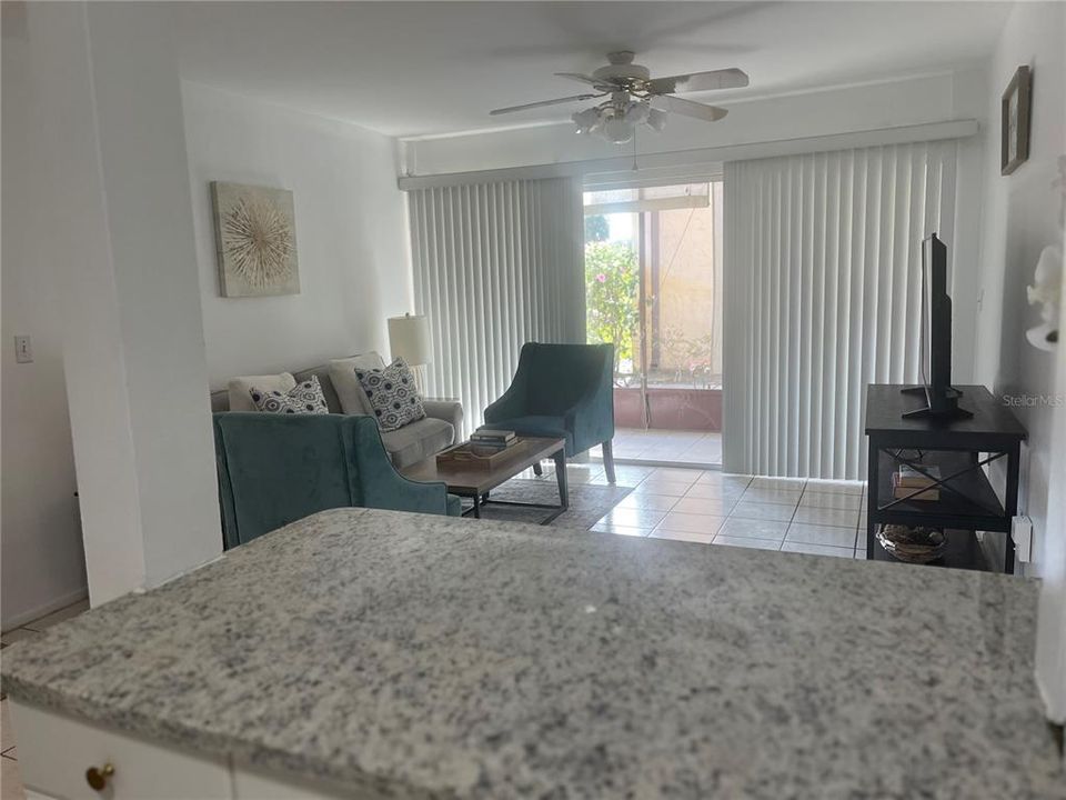 View of living room from breakfast bar