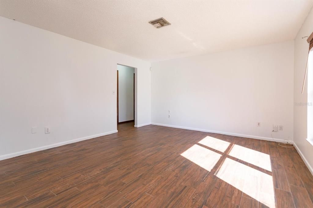 Living Room with Wood-like Tile Flooring