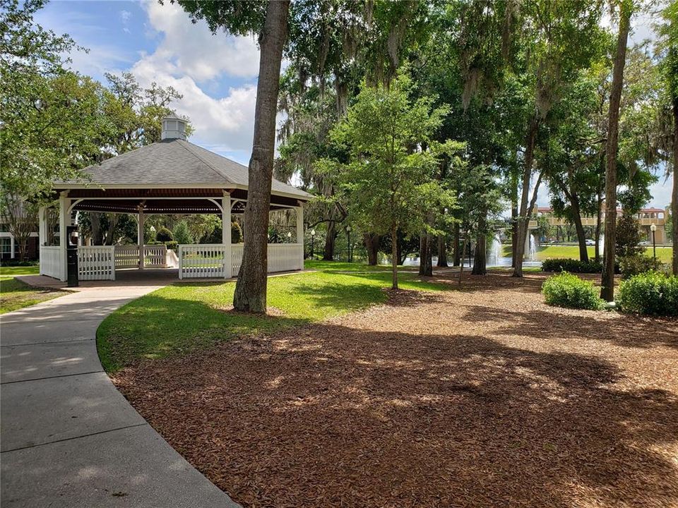 Relax in the shade at the lakeside park in DT Lake Mary