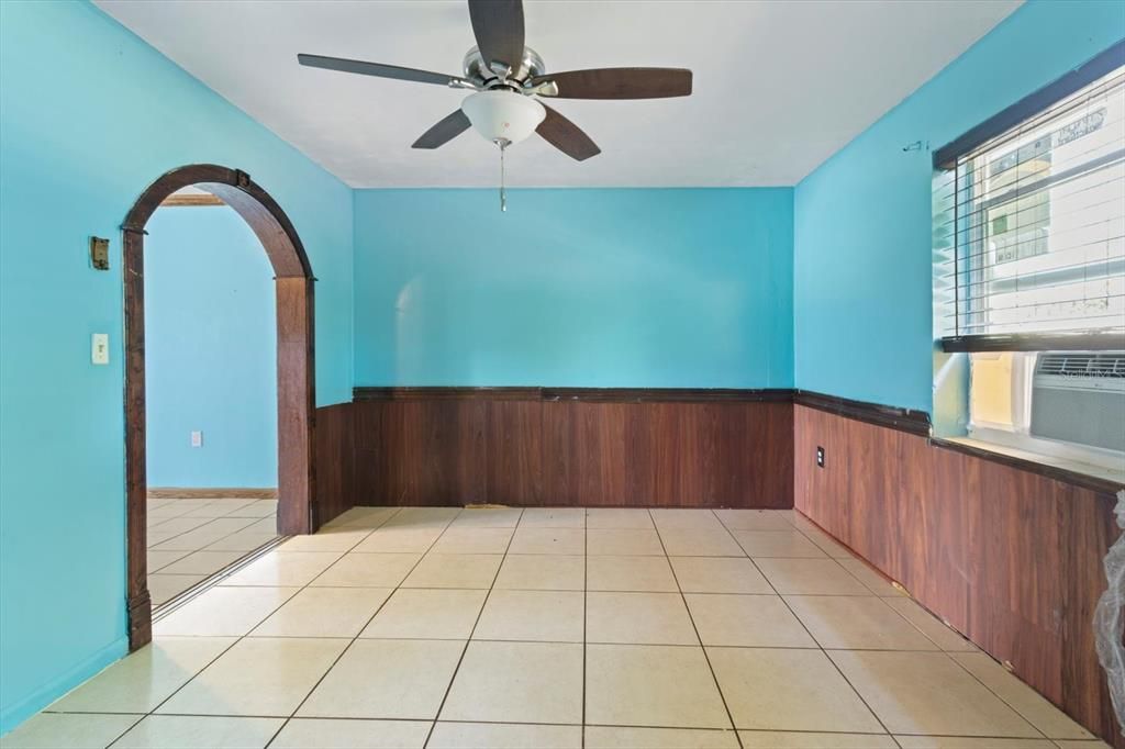 Dining Room w/ Wood Panel Wainscoting & Chair Rail