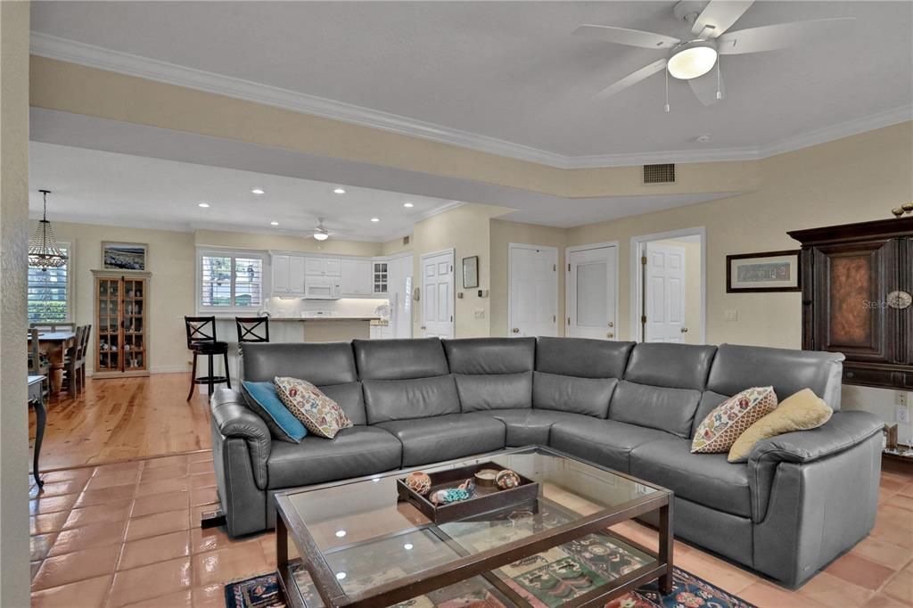 Large family room open to kitchen makes entertaining easy!