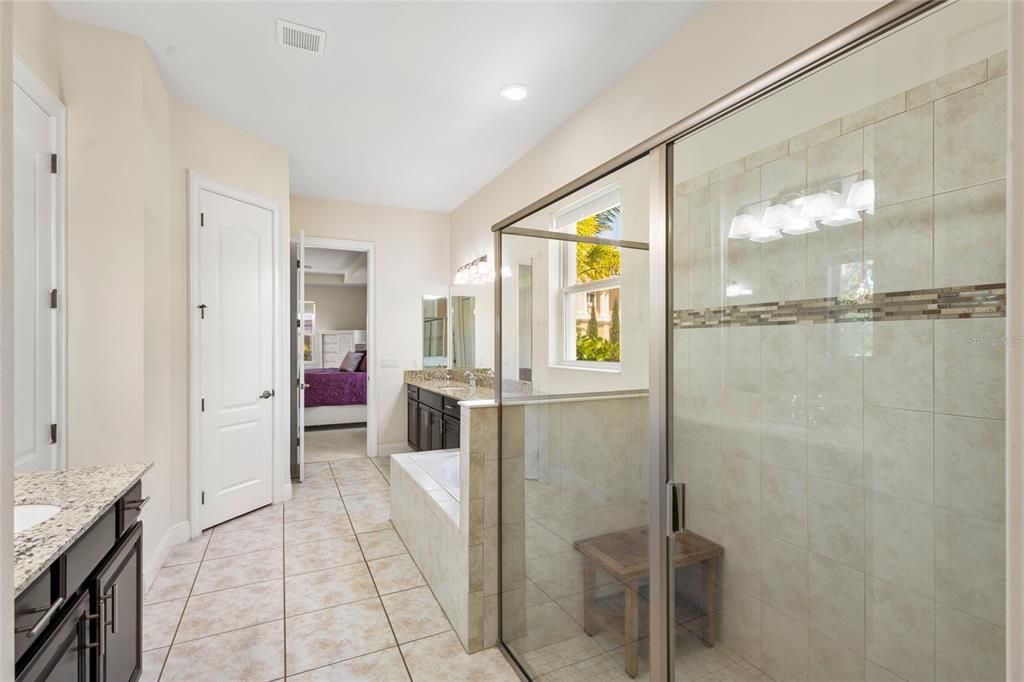 Full shower plus a soaking tub in the master bath.