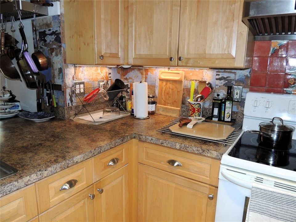 Wood Cabinets with soft close and under cabinet lighting