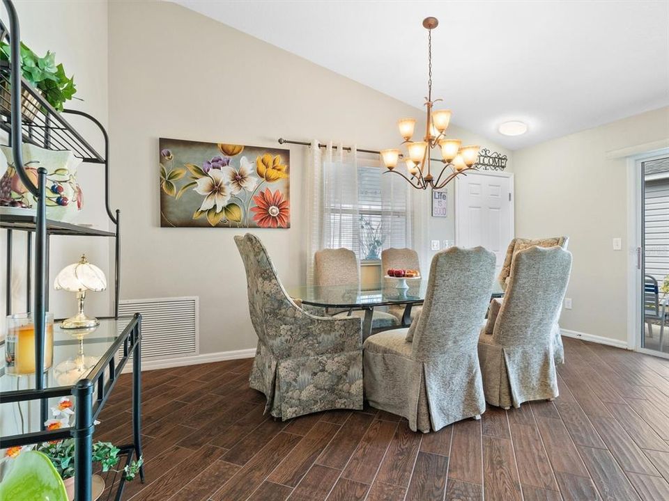 Beautiful dining room and elegant chandelier