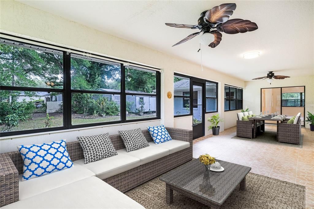Virtually Staged-Lanai with plenty of room for seating area
