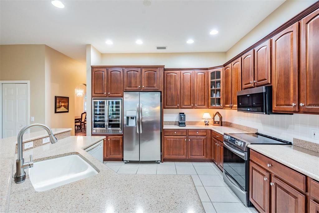Stainless appliances with built-in wine cooler