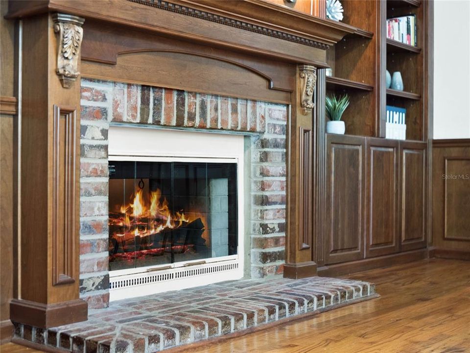 The wood burning fireplace keeps you warm on those chilly winter evenings.