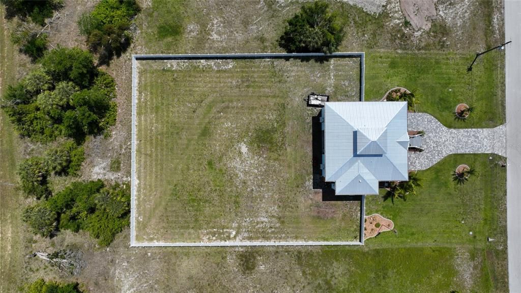 Aerial view.  Plenty of room to add an in-ground pool and backyard enjoyment.