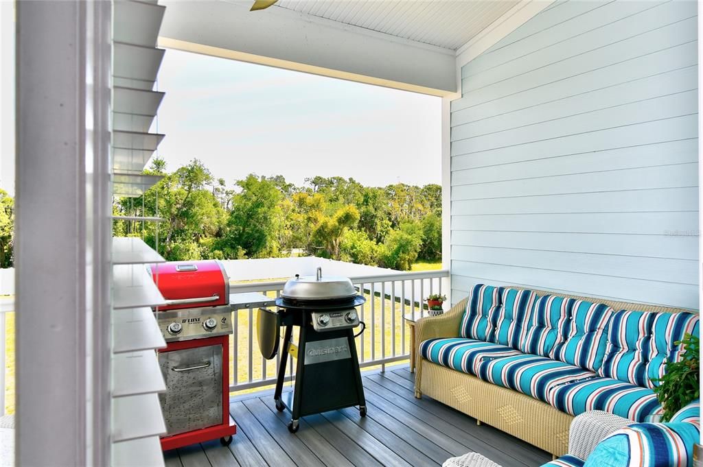 Enjoy the balcony and backyard privacy.