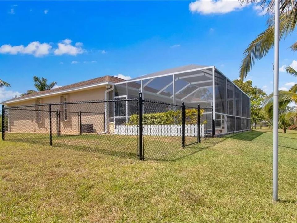 Fenced in area with outdoor shower