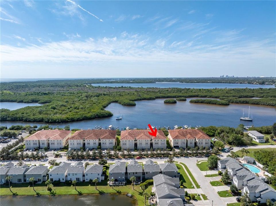 Aerial, looking out to Masters Bayou