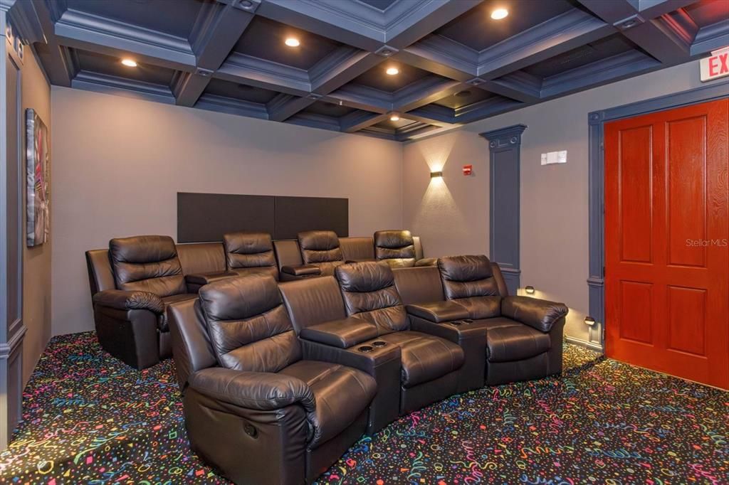 Community clubhouse with private movie theater