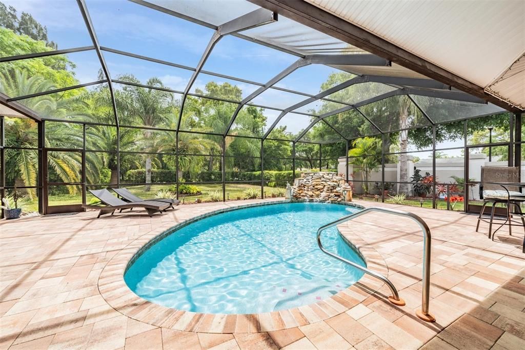 View of pool from  breakfast area