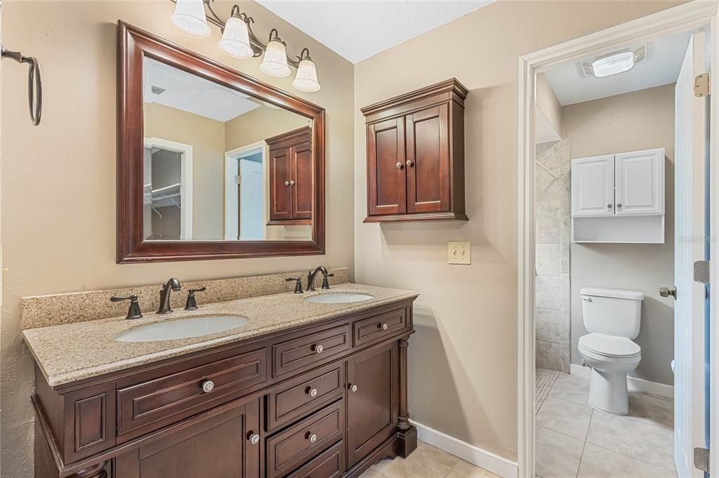 Dual sink vanity with plenty of storage space!
