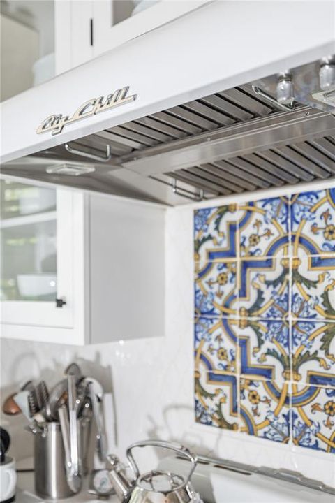 Antique Portuguese tile backsplash