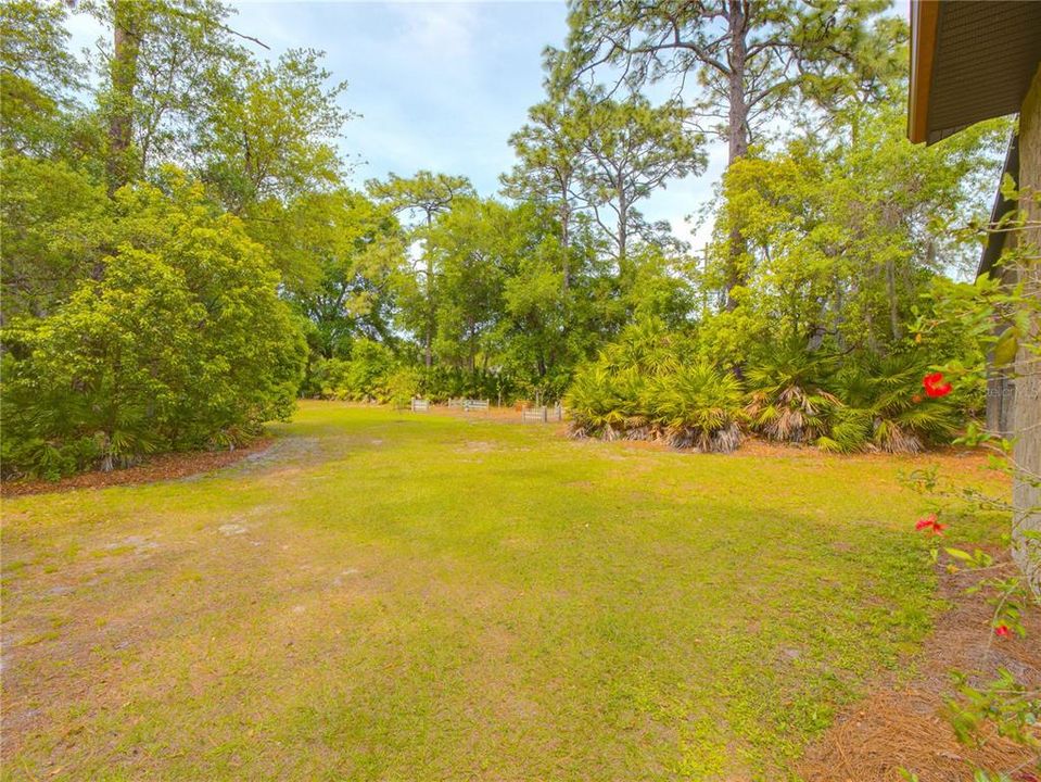 Circular driveway leads to back/side of house.