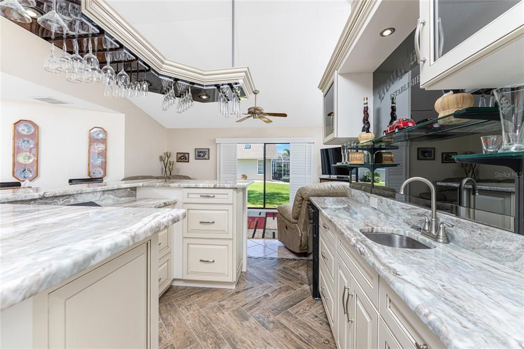 Granite counter top with additional sink & refrig.