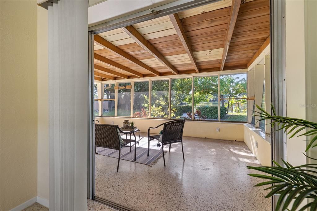 Screened in patio--sliders open all the way, perfect for indoor/outdoor entertaining!