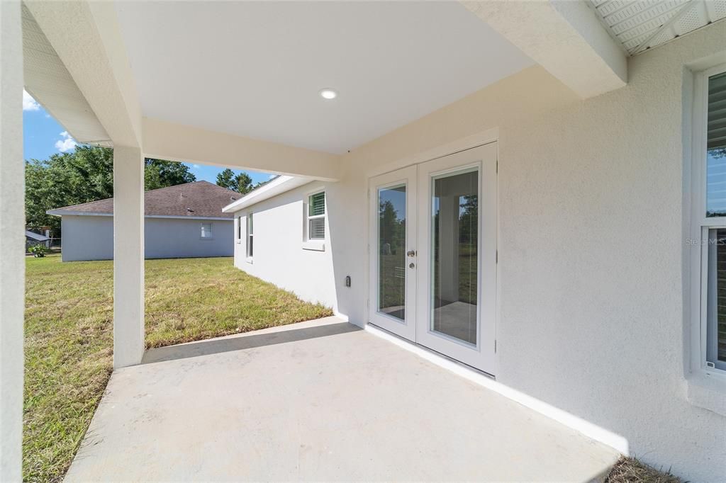 Covered Patio with electrical outlet.