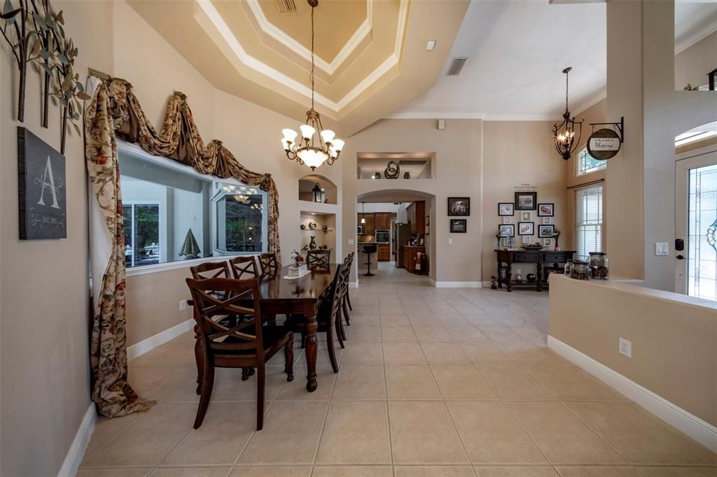 Dining room with kitchen beyond