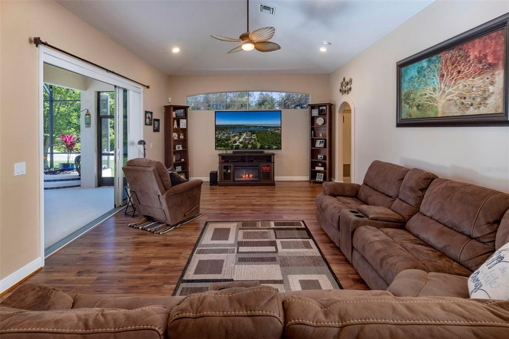 Family room and poolside triple sliding door