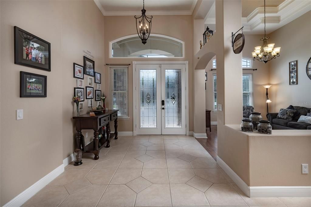 Foyer with glass front doors