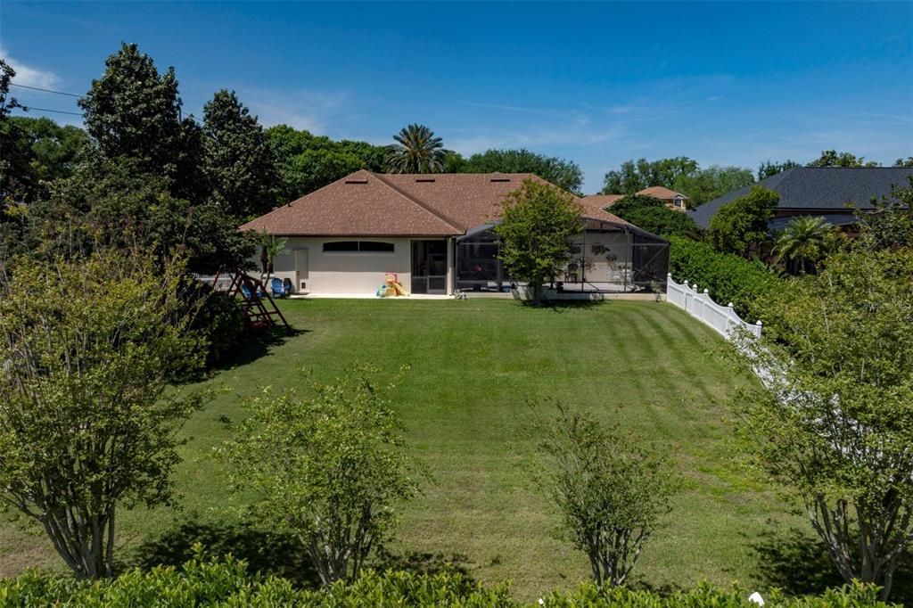 Backyard and back exterior of house