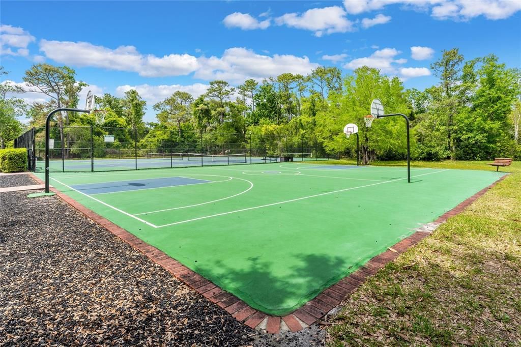 Community tennis/pickleball and basketball courts