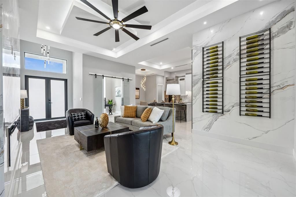 Living room with wine rack