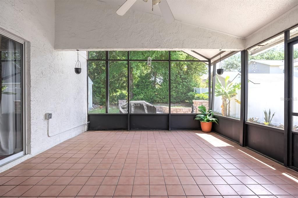 Large Covered and screened back patio