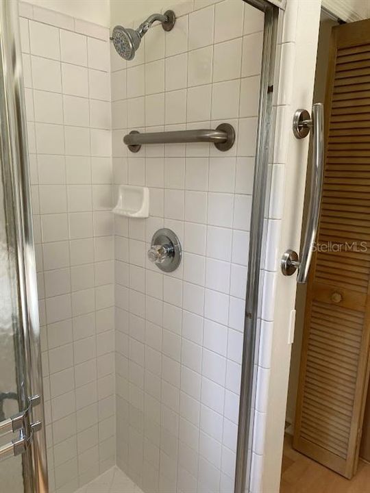 Step in shower with grab bars