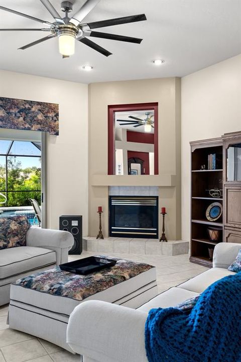 Gas Fireplace and soaring ceilings