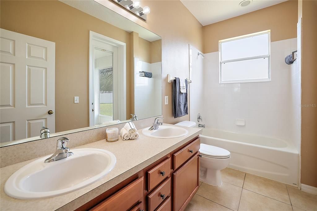 Guest Bath with Dual Sinks and Tub/Shower Combo