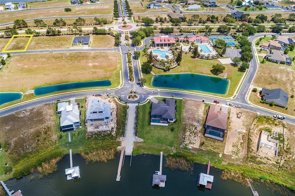 AERIAL VIEW OF BOAT RAMP AND DOCK IN RELATION TO APPROX. LOCATION OF LOT
