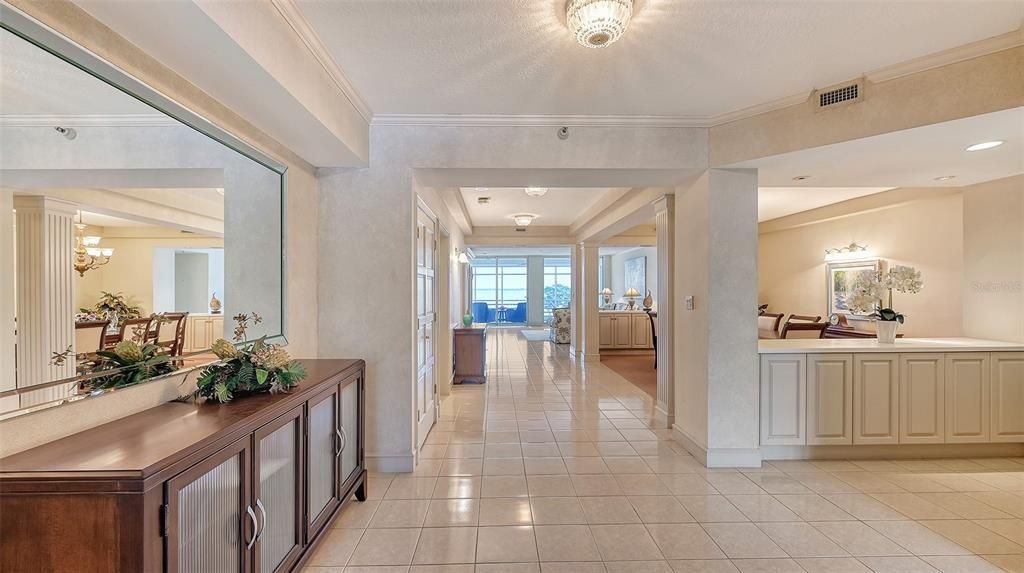 From Entry - Glistening open floorplan, tile throughout