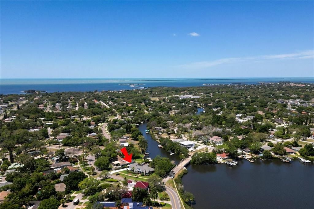 Aerial view showing proximity to Gulf