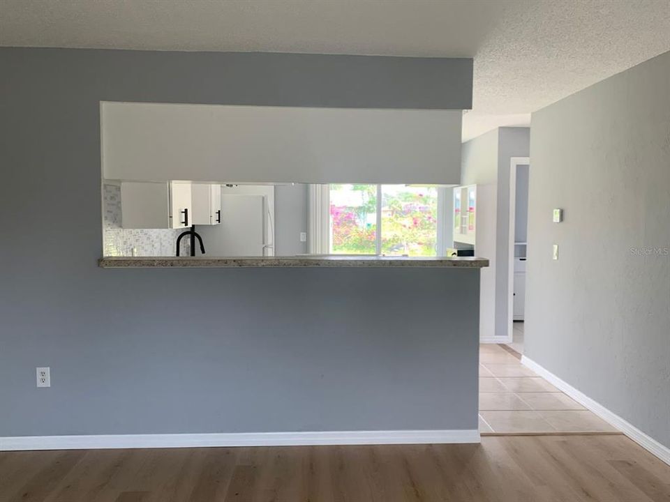 View into kitchen