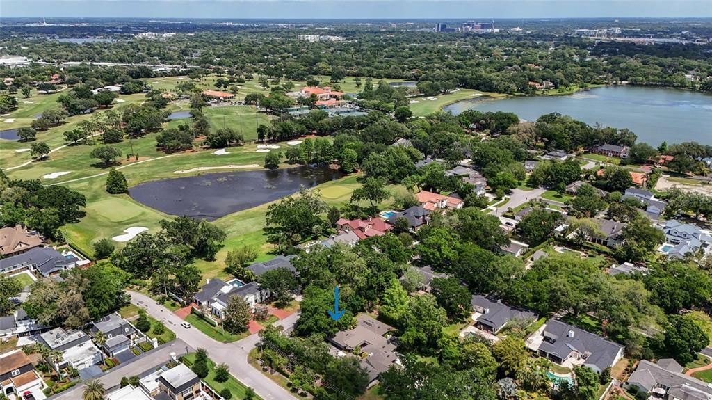 Aerial View of home shows the close proximity to the Golf Course