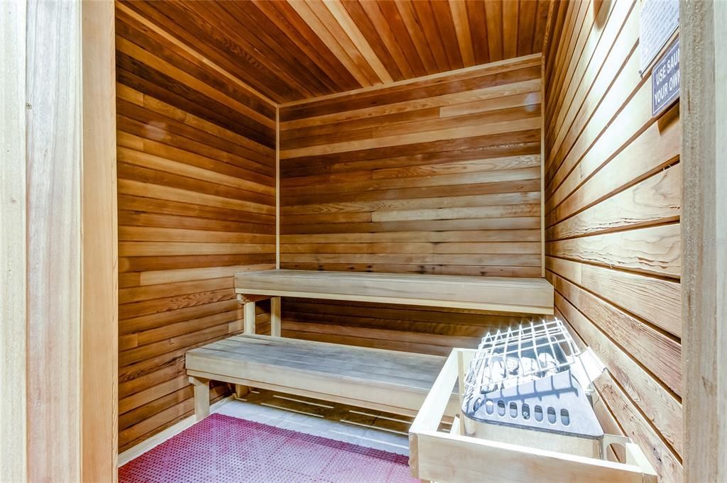 His/her saunas and showers for after the workout.
