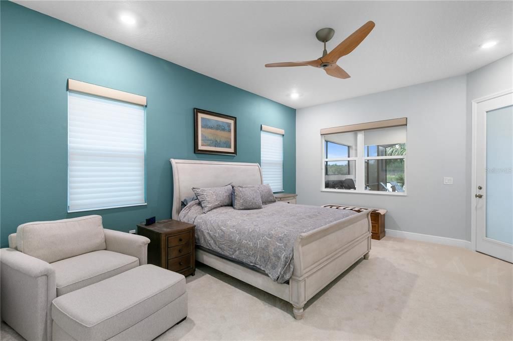 Spacious Primary Bedroom with door to outdoor lanai