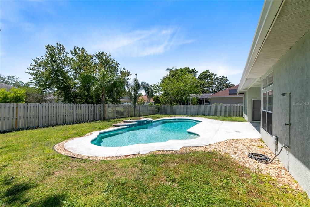 Even with the pool, you'll still enjoy a nice sized backyard.