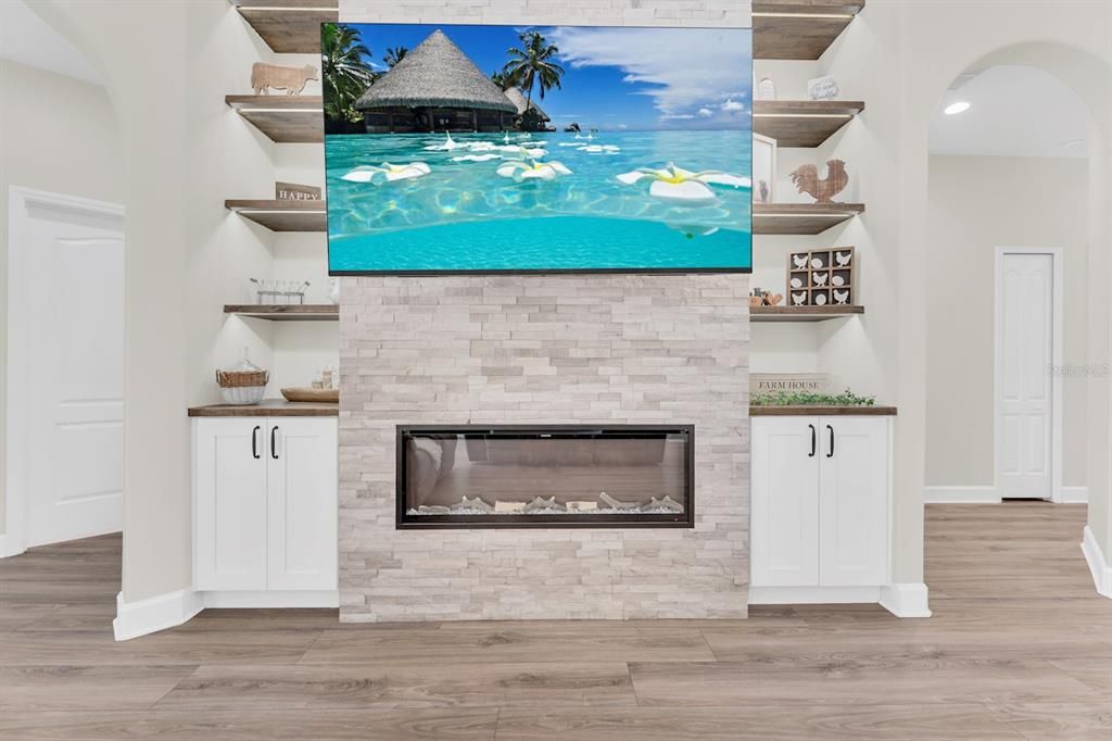 Custom accent wall with an electric fireplace