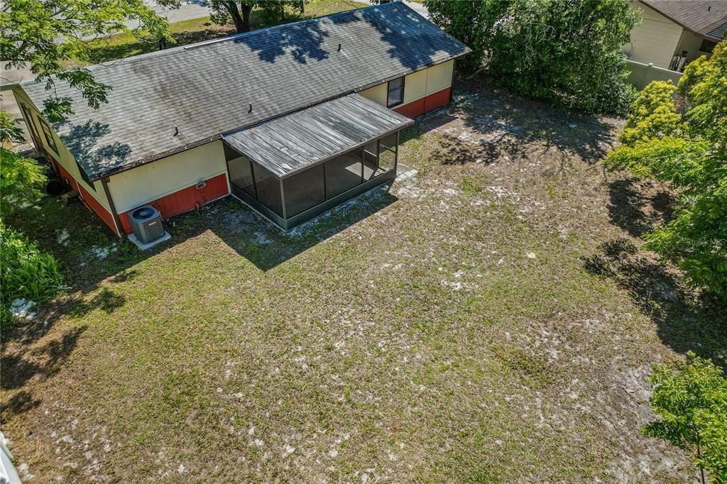 Overhead view of back yard.