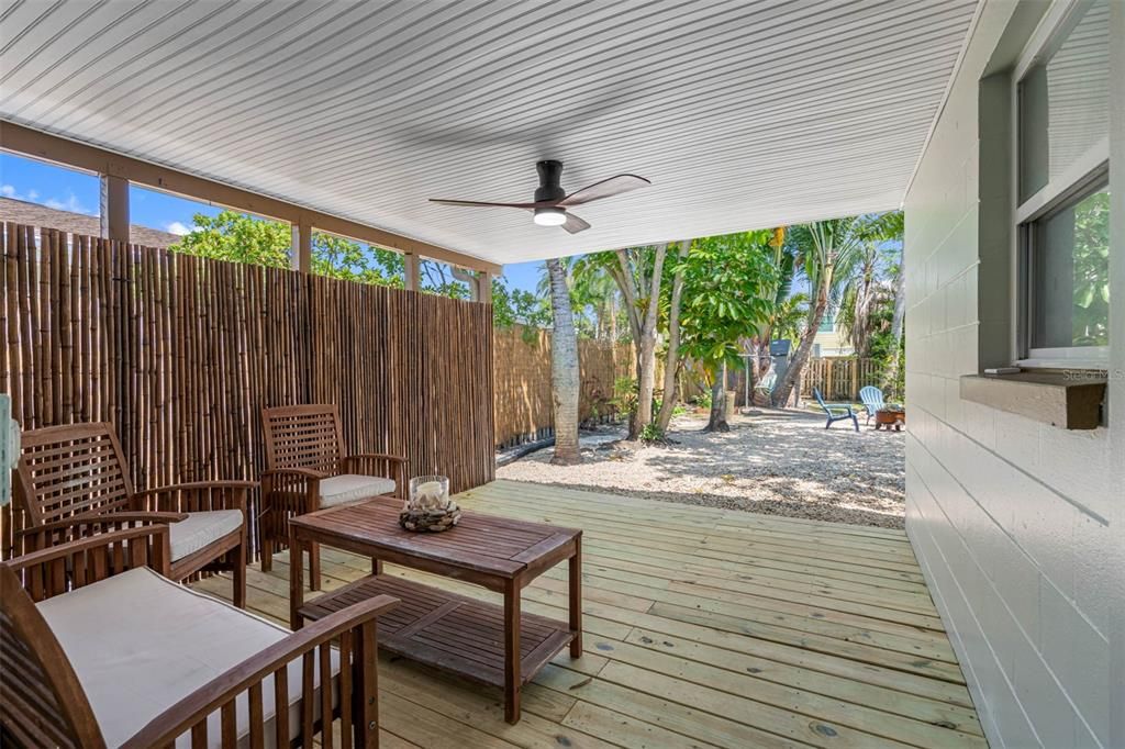 Covered porch, new ceiling fan
