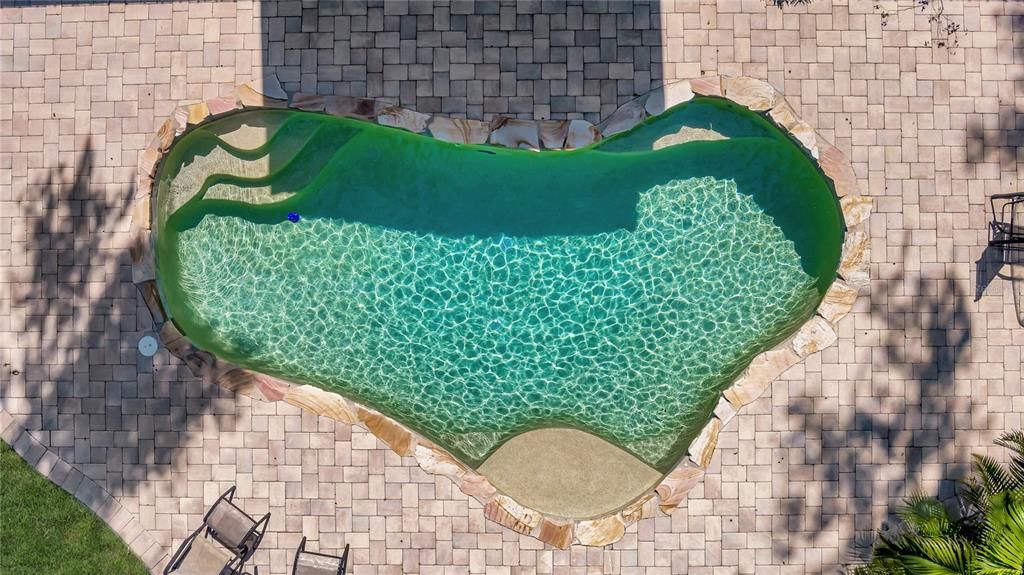 View of pool from balcony