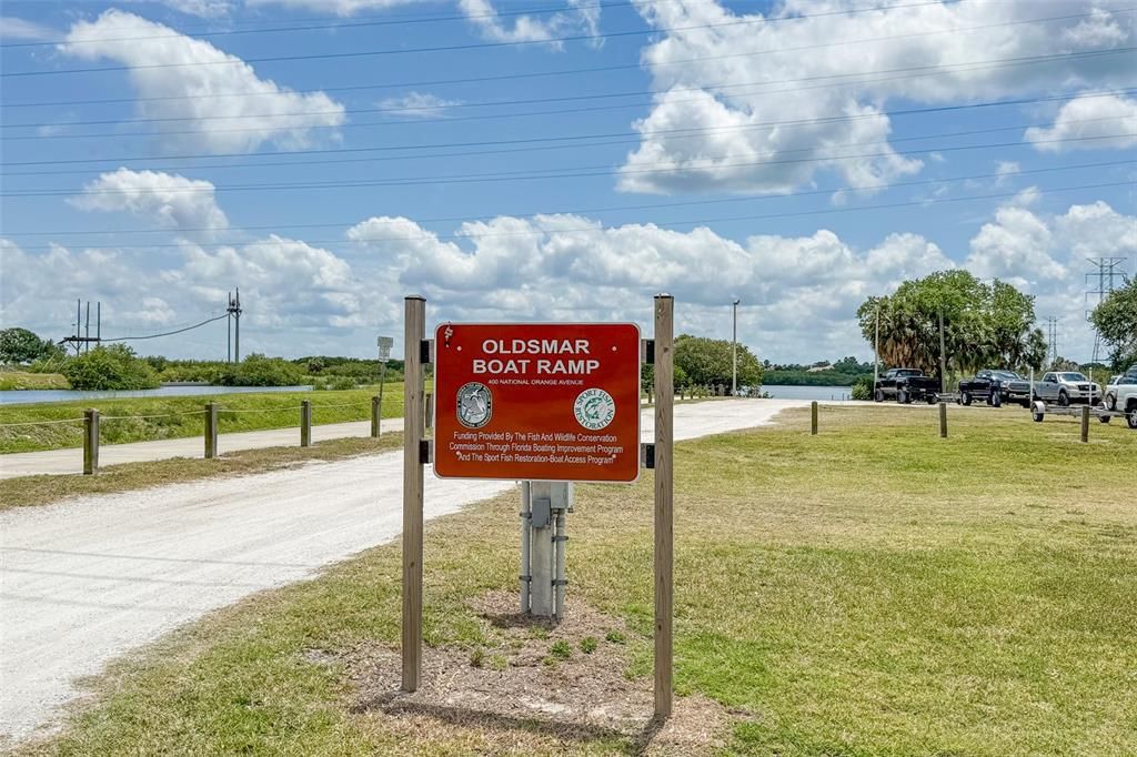 Oldsmar Boat Ramp is just a 5 minute walk or 1 minute drive