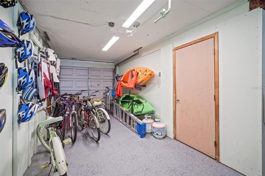 Kayaks, Bikes, Toys storage area