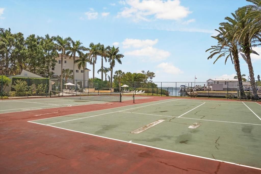 Tennis court overlooking the Bay
