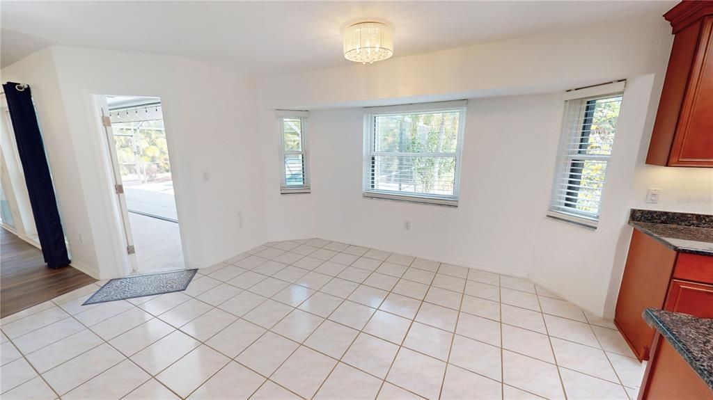 Dining area and pool access door